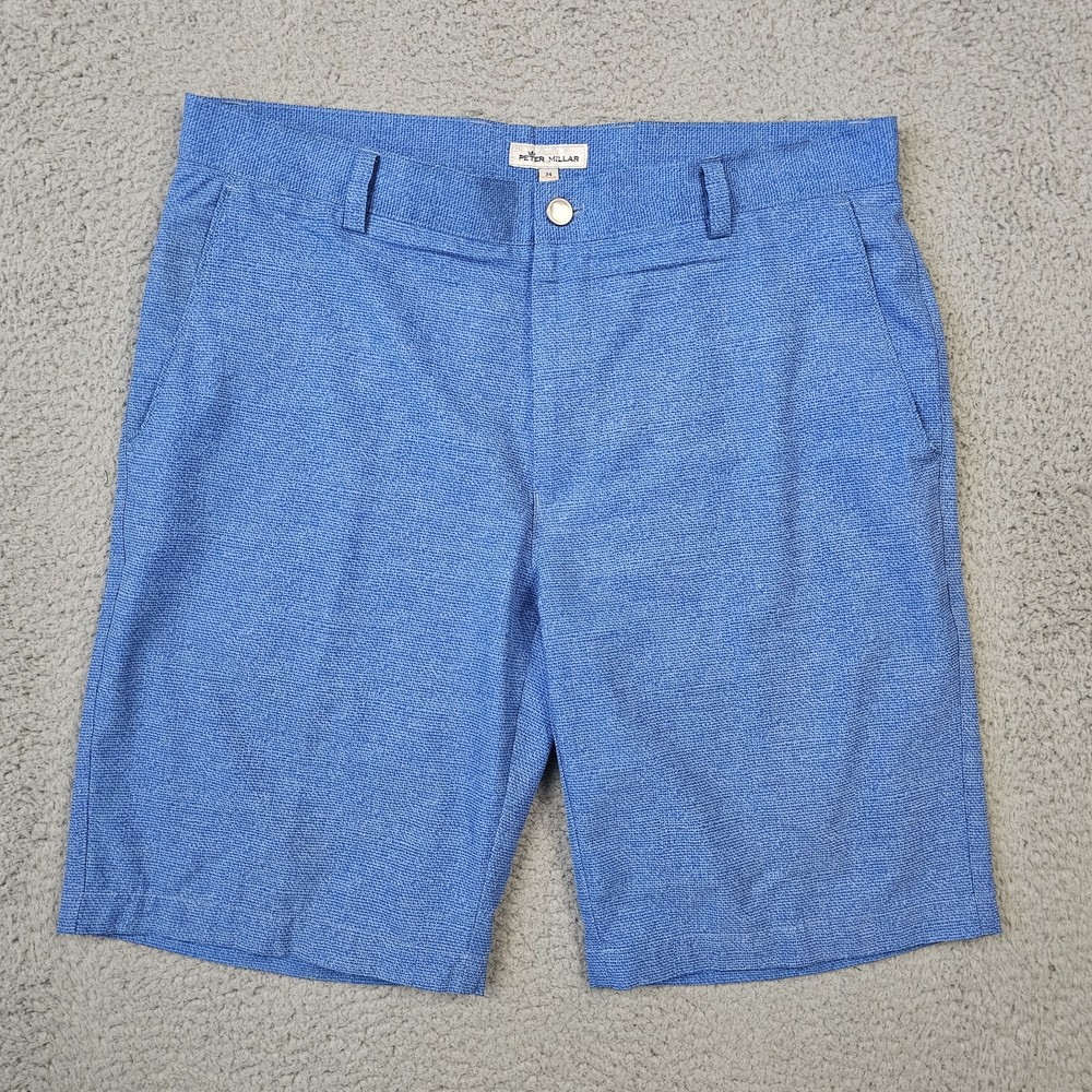 Peter Millar Shorts Mens 34 Blue Performance Golf Stretch 10