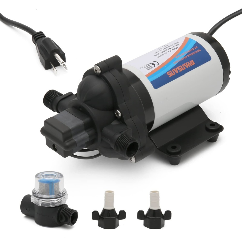 RV Water Pump w/Strainer Filter Set, 115V 45 PSI 3.3 GPM Large Flow High Pres...