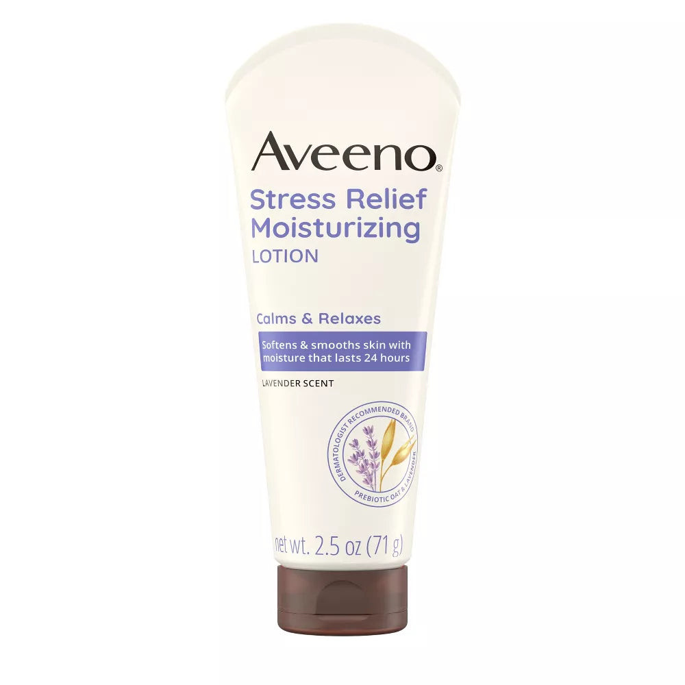 Aveeno Stress Relief Moisturizing Lotion Natural Oatme Lavender 2.5oz (12 Pack)