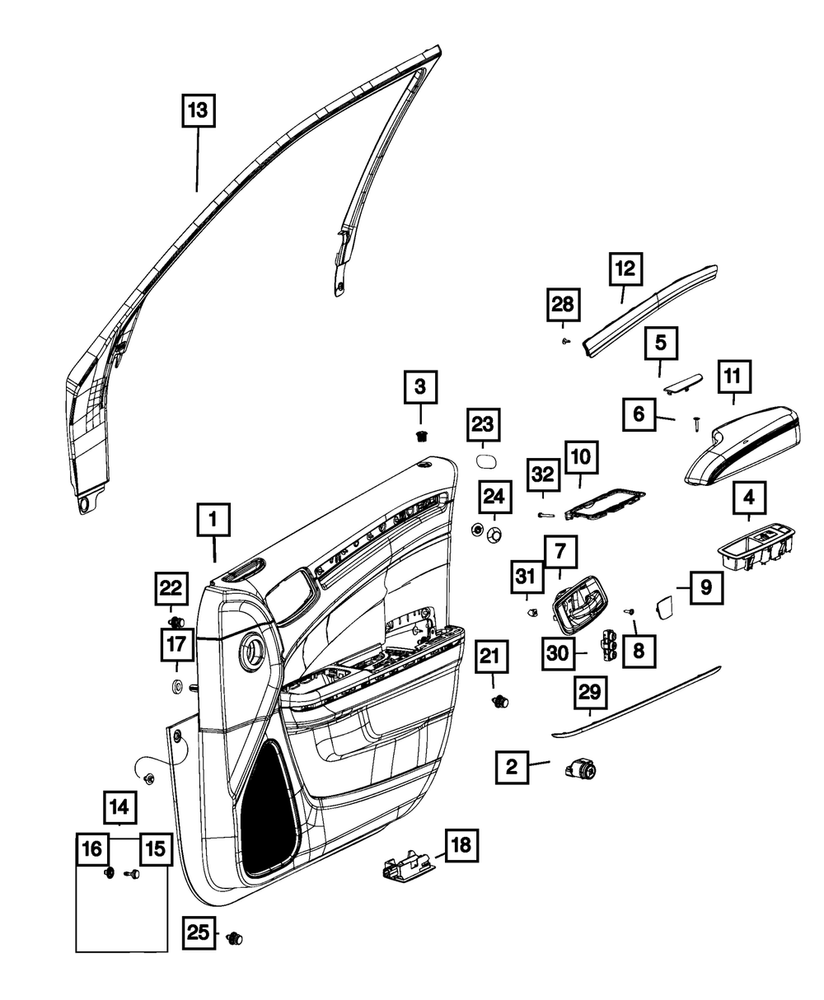 Genuine Mopar Front Door Trim Panel Left 1XM671L9AG