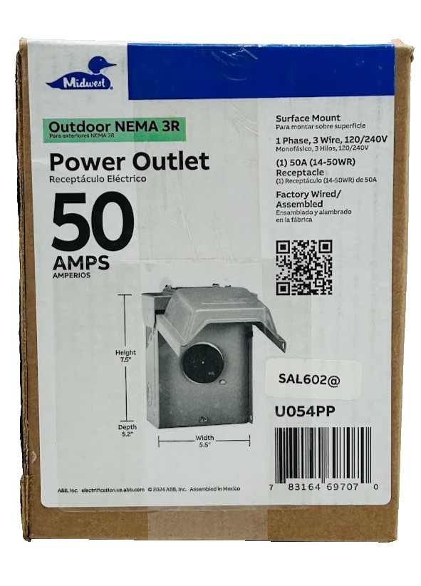Midwest Electric Products 50 Amp Temporary RV Power Outlet (U054PP)