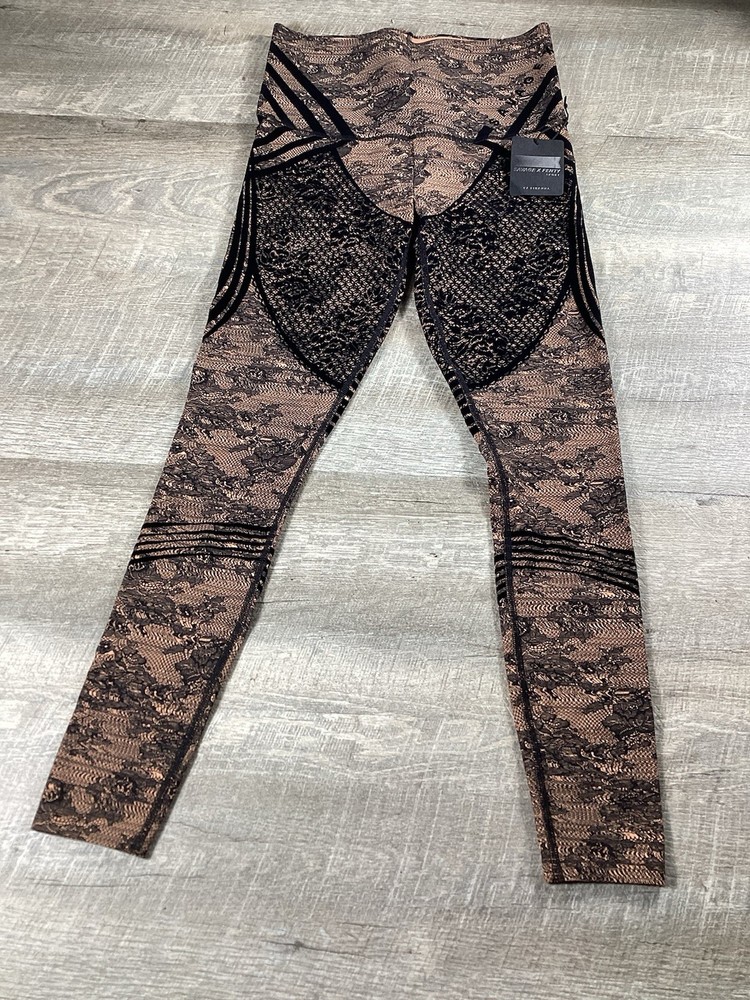 Savage X Fenty Sport Lace Leggings Womens XL Black Nude High Waist NWT Gym Yoga