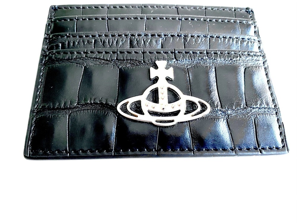 Vivienne Westwood Crocodile card holder with emblem Leather holds multiple cards