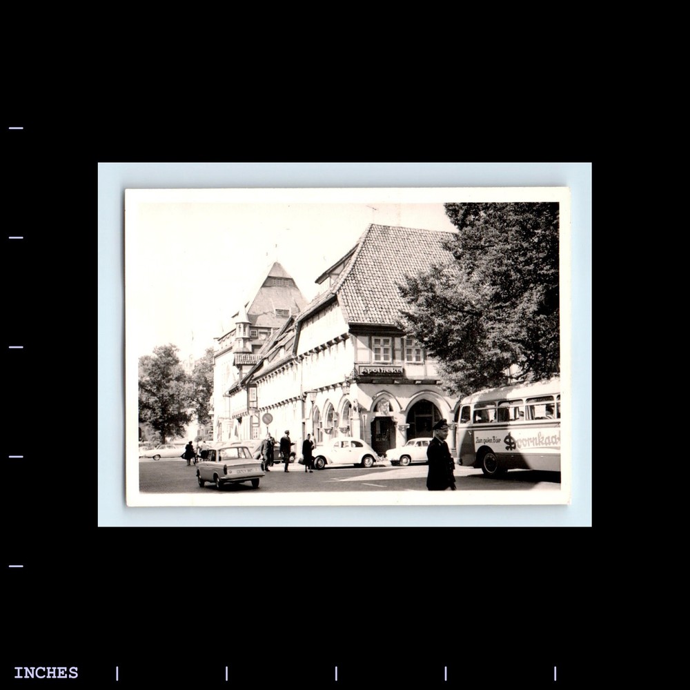 Old Vintage Photo STREET SCENE LOWEN APOTHEKE BUS VW BUG CELLE GERMANY