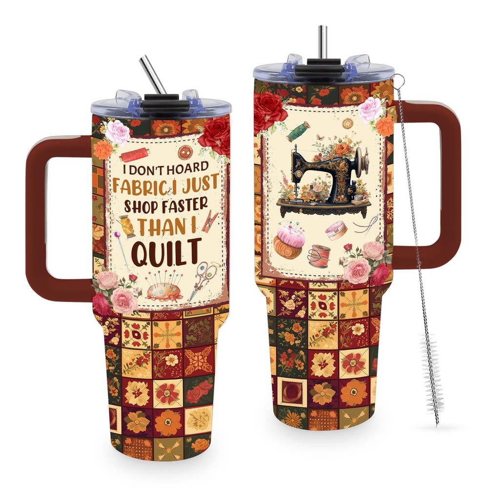 40oz Sewing Tumbler with Handle, Quilting Gifts for Quilters, Sewing Sewing-Red