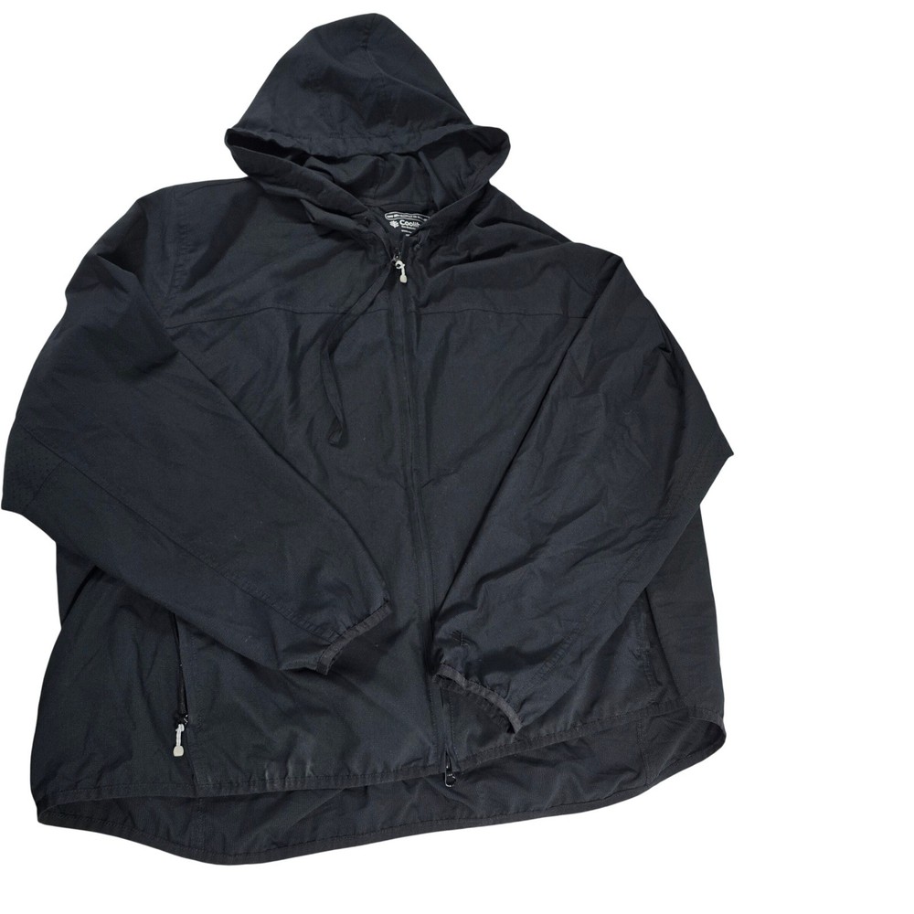 Coolibar Womens 3X Black Packable Sunblock Jacket UPF 50+ Full Zip Hoodie 01418