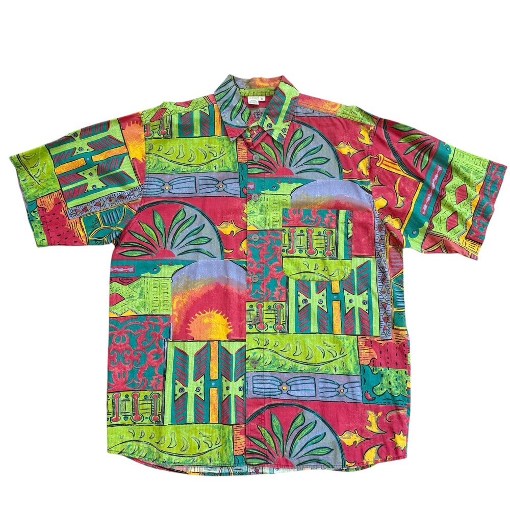 The Territory Ahead Mens Abstract Sun Palm Print Cotton Button Down Shirt M-image