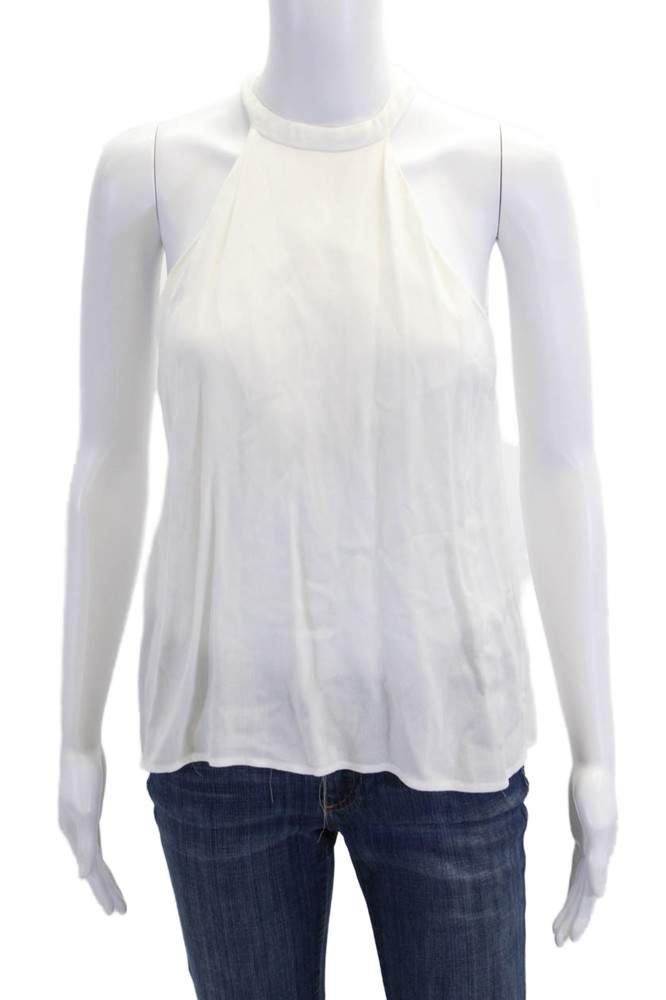 ALC Womens Sleeveless Halter Neck Open Back Blouse White Size SFree Shipping in US $100+ Orders | $6.95 Orders Below