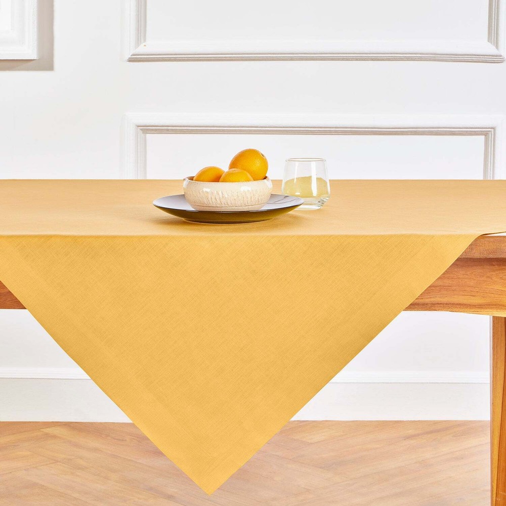 Solino 52x52 Inch Linen Table Throw for Spring Easter Wedding and Fete Decor