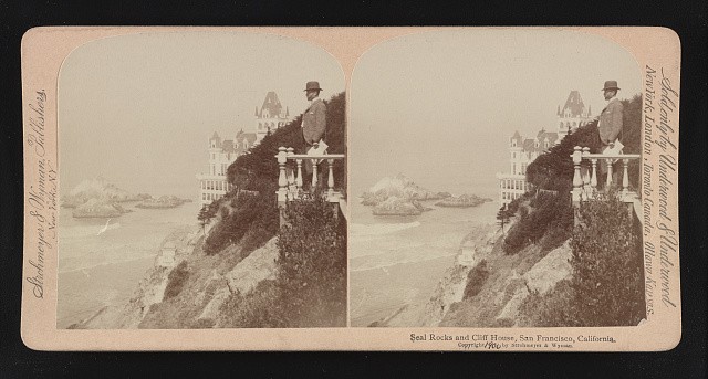 Photo:San Francisco California 1900 Seal Rocks Cliff House Stereoview
