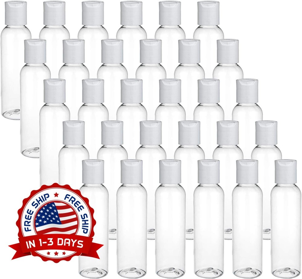 Botellas de plástico transparentes de 4 oz con tapa abatible con forma de disco