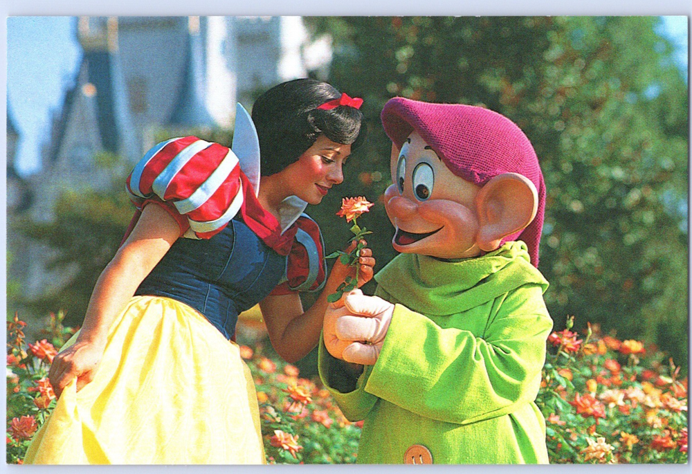 FL Disney World Princess Snow White Dopey Magic Kingdom Chrome Retro Postcard