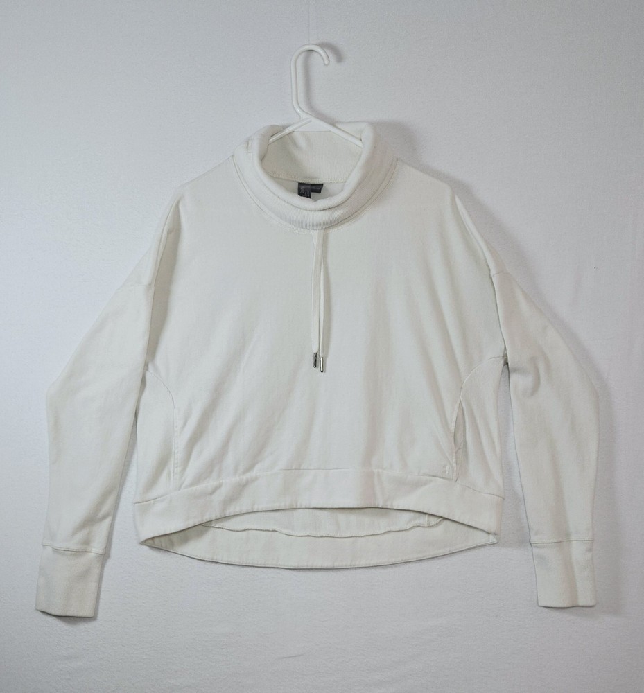 Sweaty Betty Fleece Pullover Women's Sz L Cream Funnel Neck Harmonise Luxe