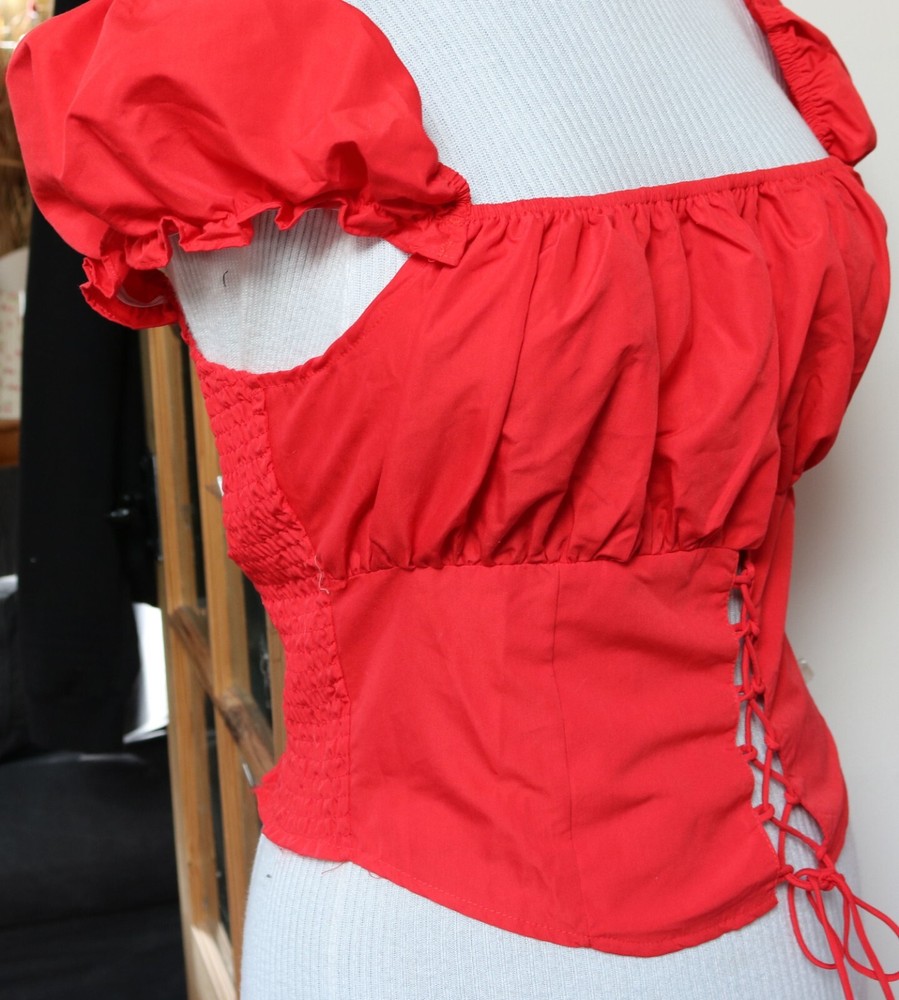 Red Tall Lace-Up Corset Bustier Top in Size 18