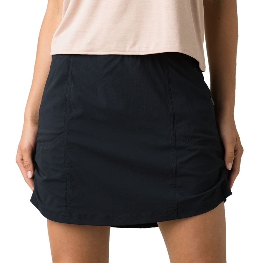 Prana Breathe Skort Womens LG Black Charcoal Athletic Hiking Golf Skirt Pocket