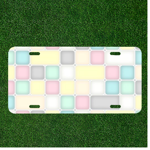 Custom Abstract Pastel Square Personalized Car License Plate Design