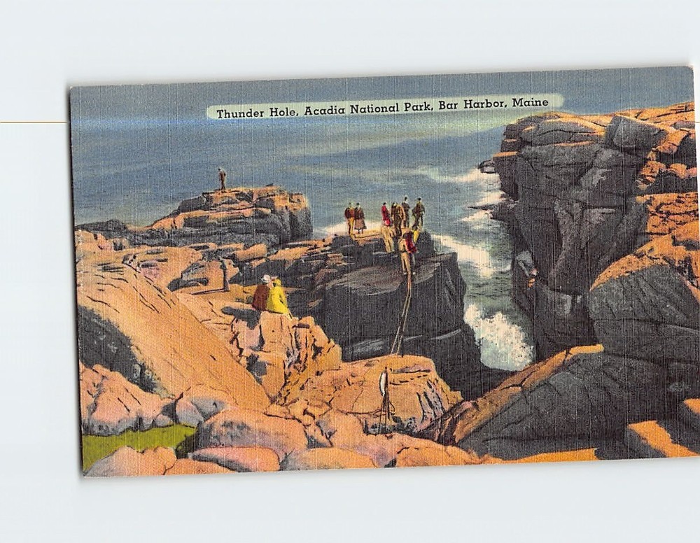 Postcard Thunder Hole Acadia National Park Bar Harbor Maine USA-image