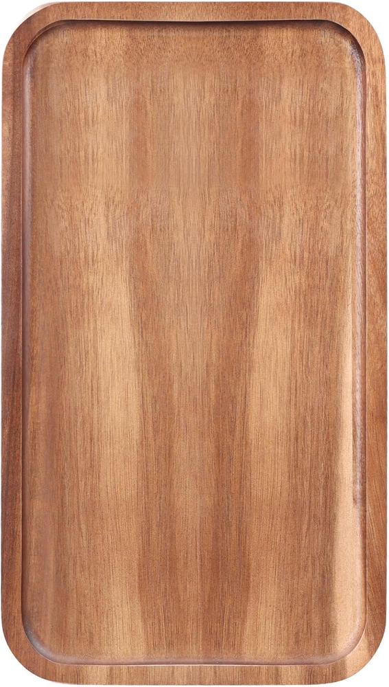 Medium Acacia Wood Serving Tray Long Charcuterie Board Wooden Snack Platter Rectangular