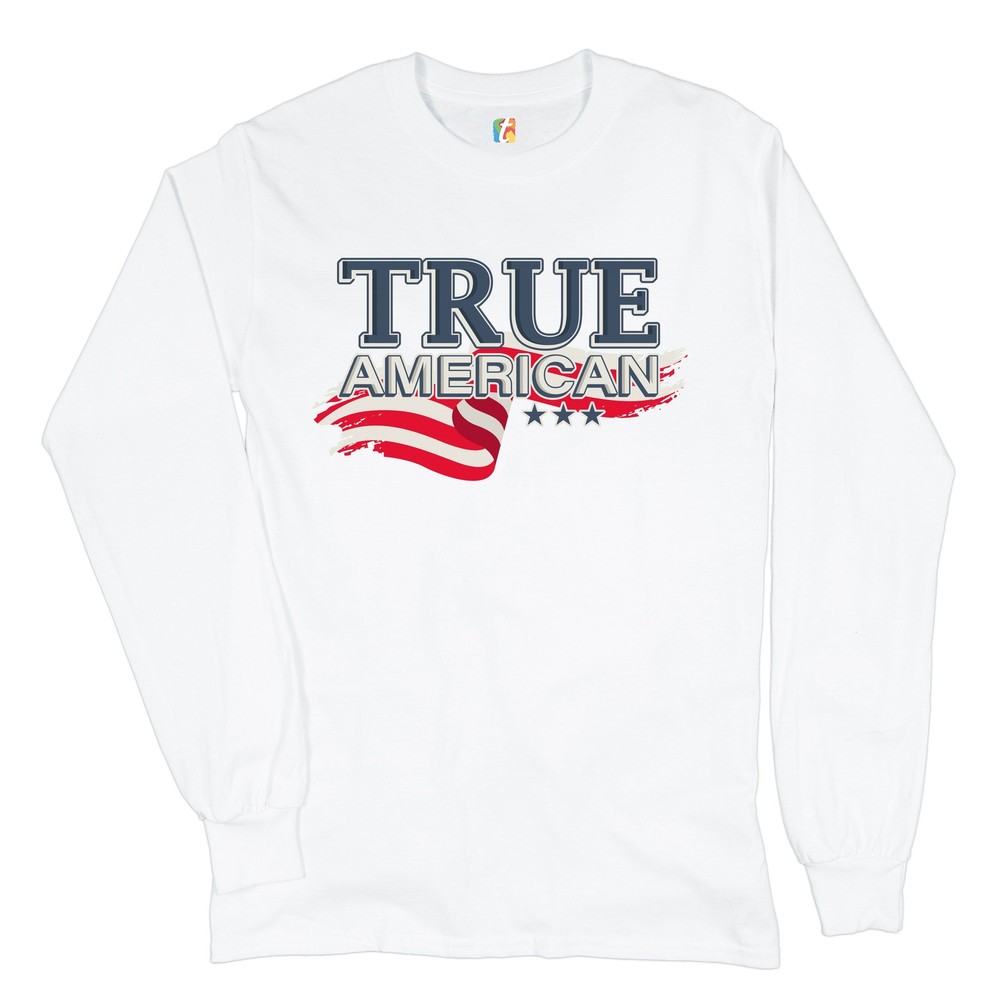 True American Long Sleeve T-shirt Stars and Stripes Independence Day July 4th