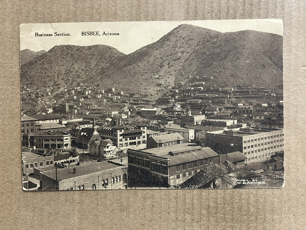 Postcard Bisbee AZ Arizona Business Section Aerial View 1915 Albertype Vintage