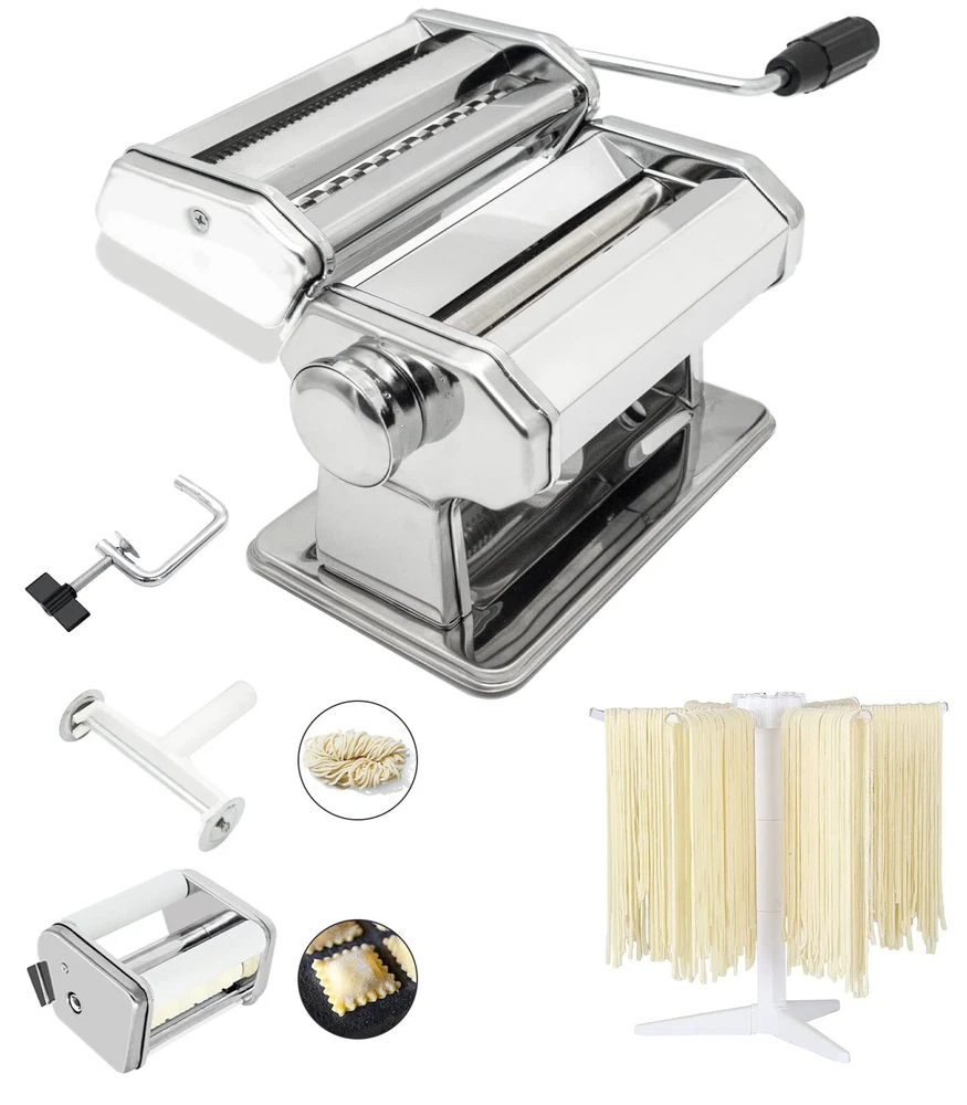 6-Piece Stainless Steel Pasta Maker Set with 150mm Noodle Machine MZ-150PR