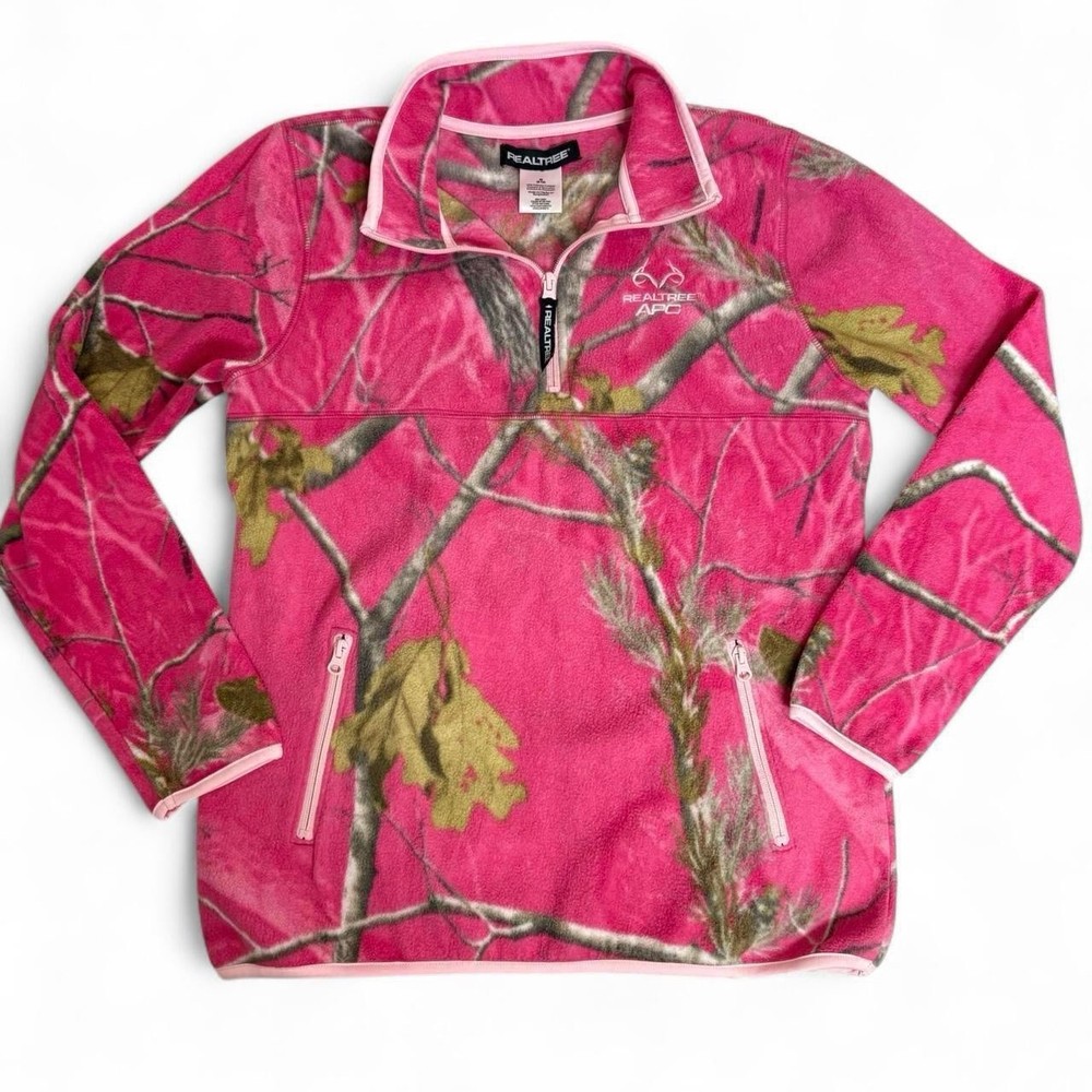 Realtree pink camo fleece quarter zip pullover jacketSize women’s medium