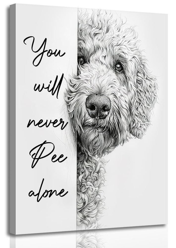 FGQ Black and White Goldendoodle Bathroom Canvas 12
