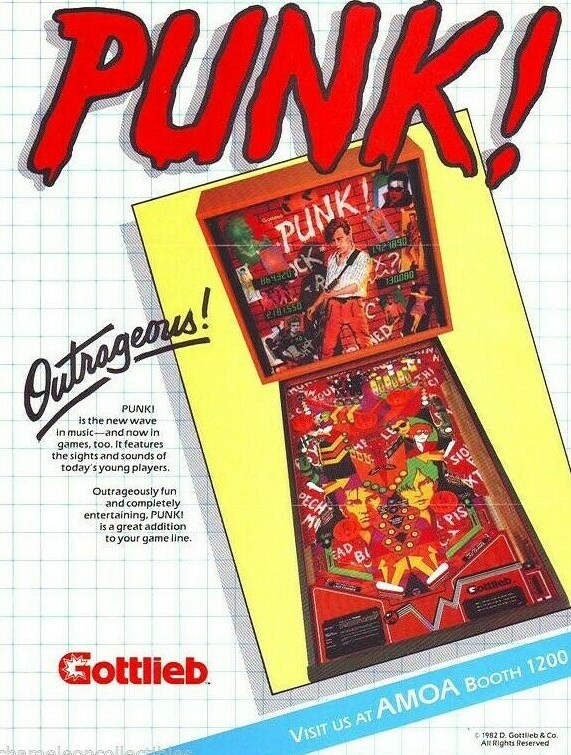 Punk Pinball FLYER Original 1982 AMOA Trade Show Version Promo Artwork Vintage