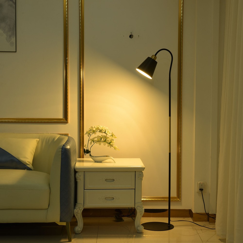 LED Floor Lamp W/ Foot Switch for Living Room Modern Standing Lamp W/ Bulb U0M8