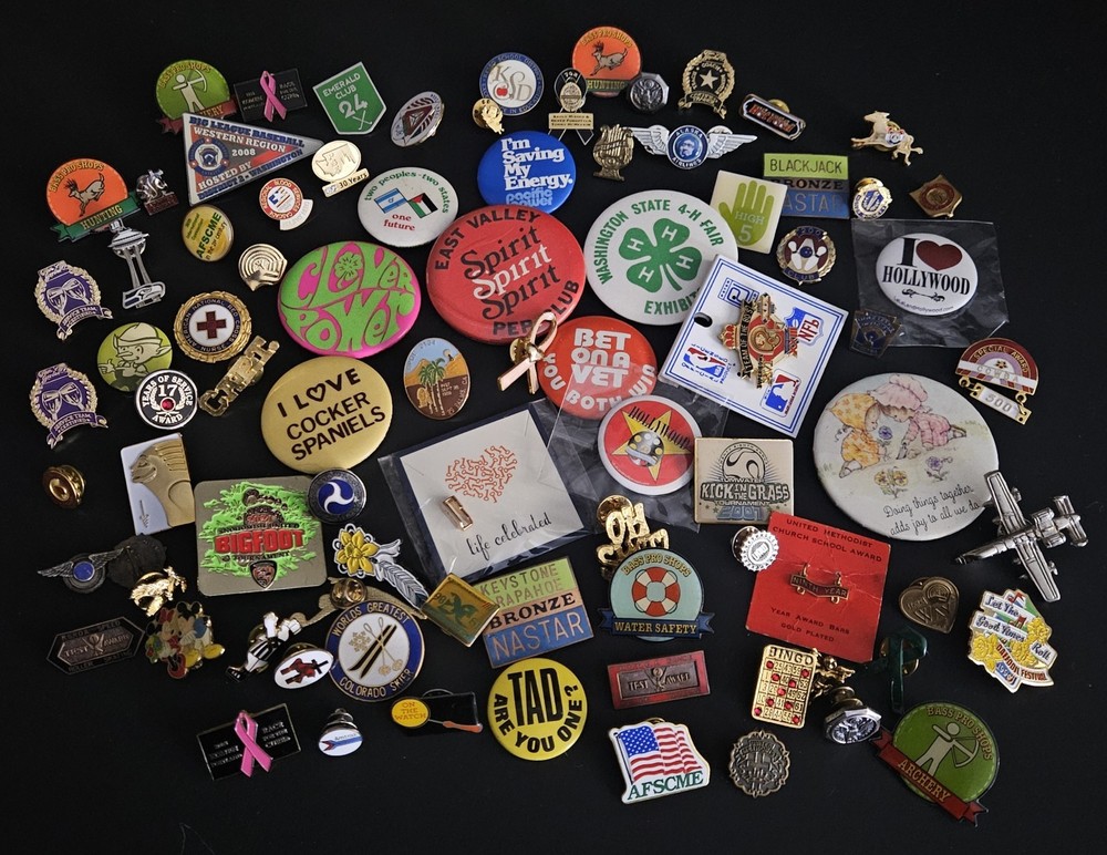 Vintage Pin Lot Button & Push Pins (84) Total