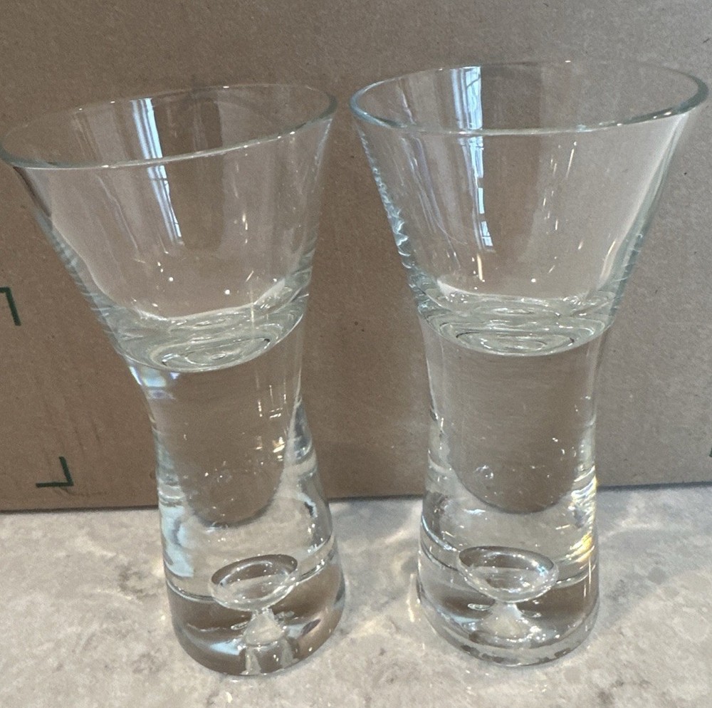 Set of 2 LITTAIA  TAPIO Crystal Clear Glasses SHERRY-CORDIAL- MARTINI MCM Nice!