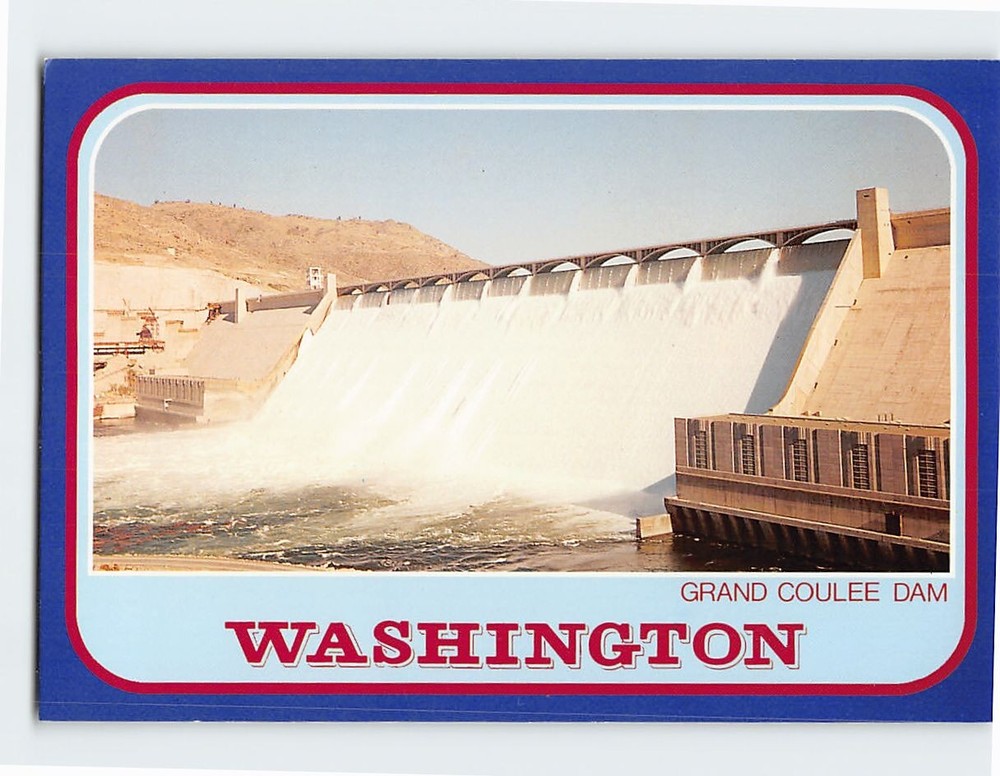 Postcard Spillway Grand Coulee Dam Washington USA