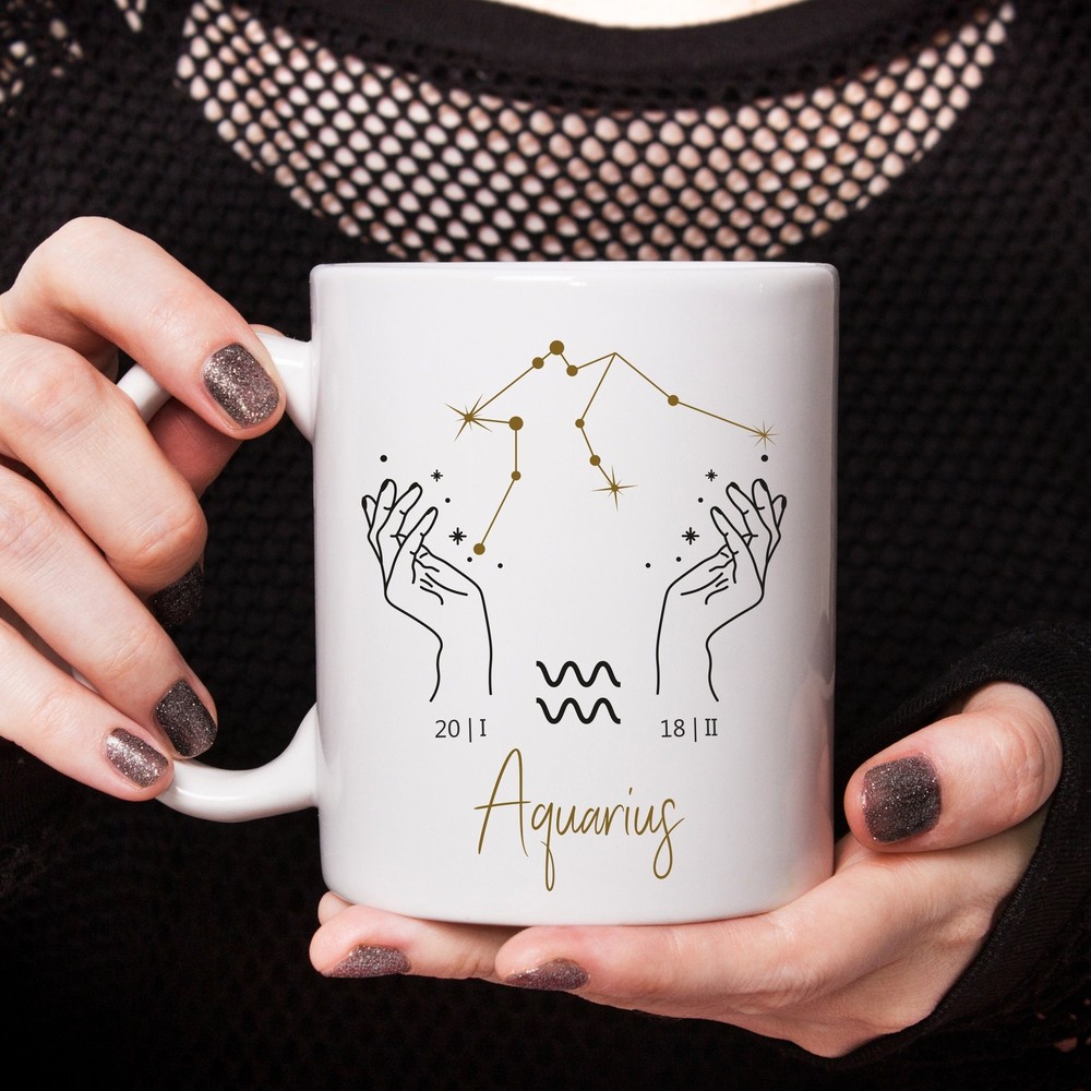 Custom Zodiac Aquarius Mug Personalized with Star Sign Design  