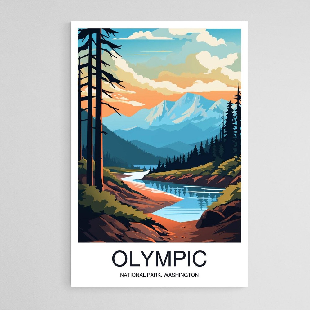 Olympic National Park Poster Washington Print Wall Art Gift Home Decor Travel