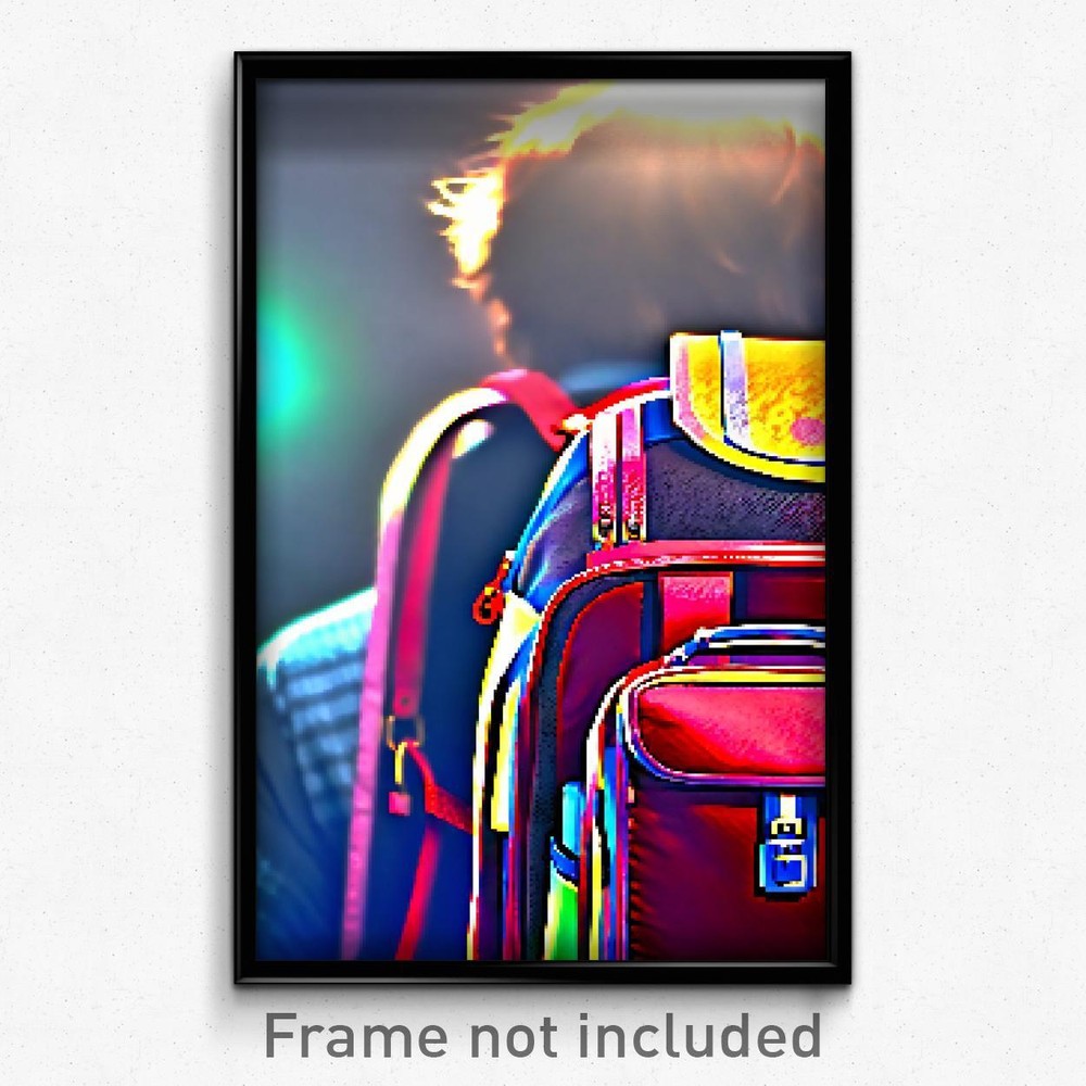 Pixel Art Poster - Noteworthy Backpack (8 Bit Psychedelic Video Game Print)
