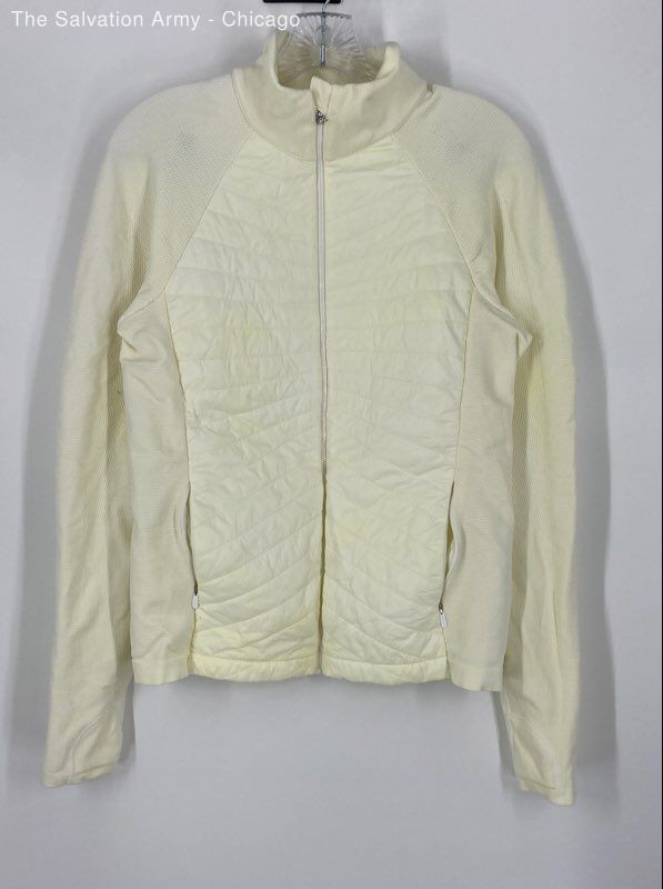 Athleta Womens Ivory Flurry Force Insulated Primaloft Full-Zip Jacket Size L