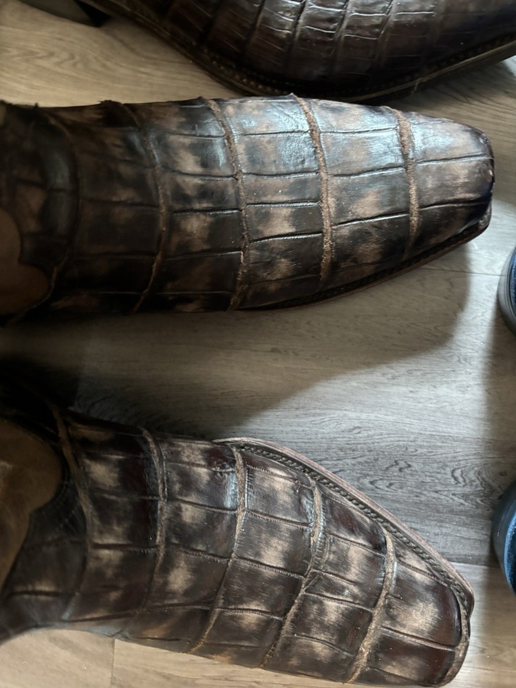 Lucchese Burke Chocolate Brown Alligator Cowboy Boots in Size 12D