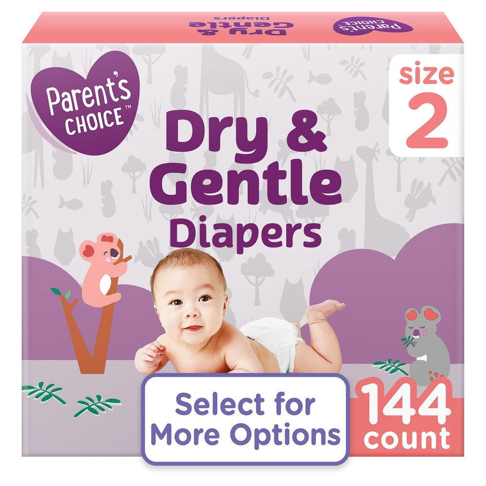 Parent's Choice Dry & Gentle Diapers Size 2, 40,144,240 Count, Free shipping