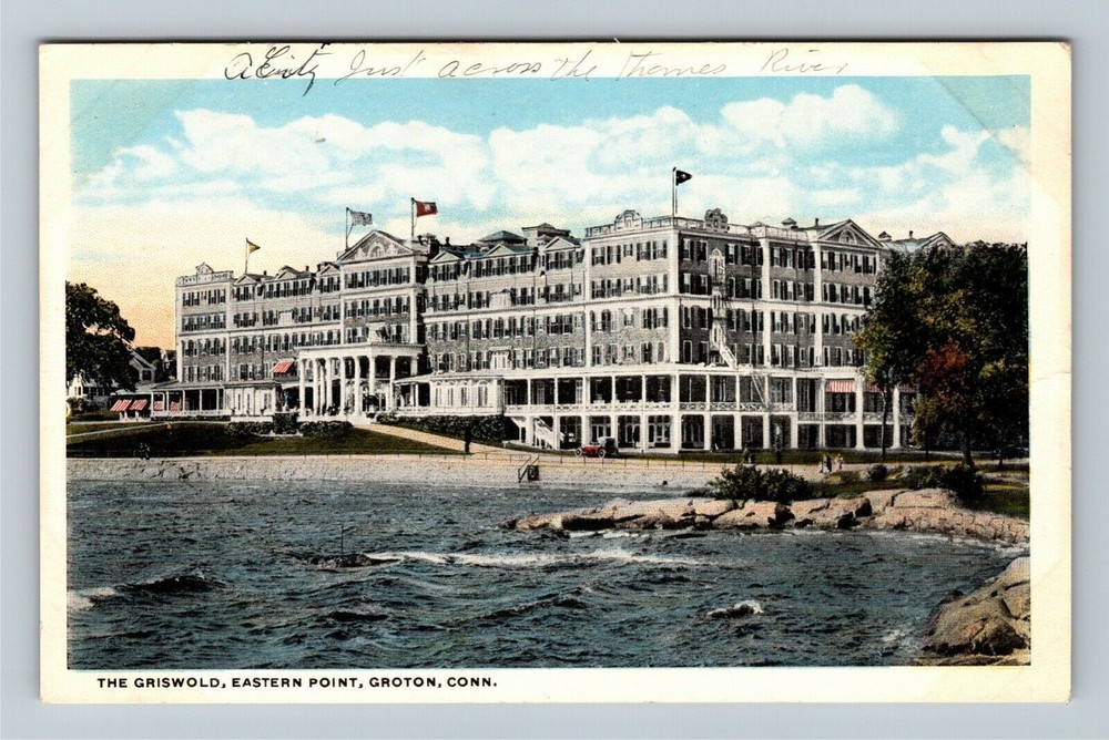Groton CT-Connecticut, The Griswold Resort Eastern Point, River Vintage Postcard