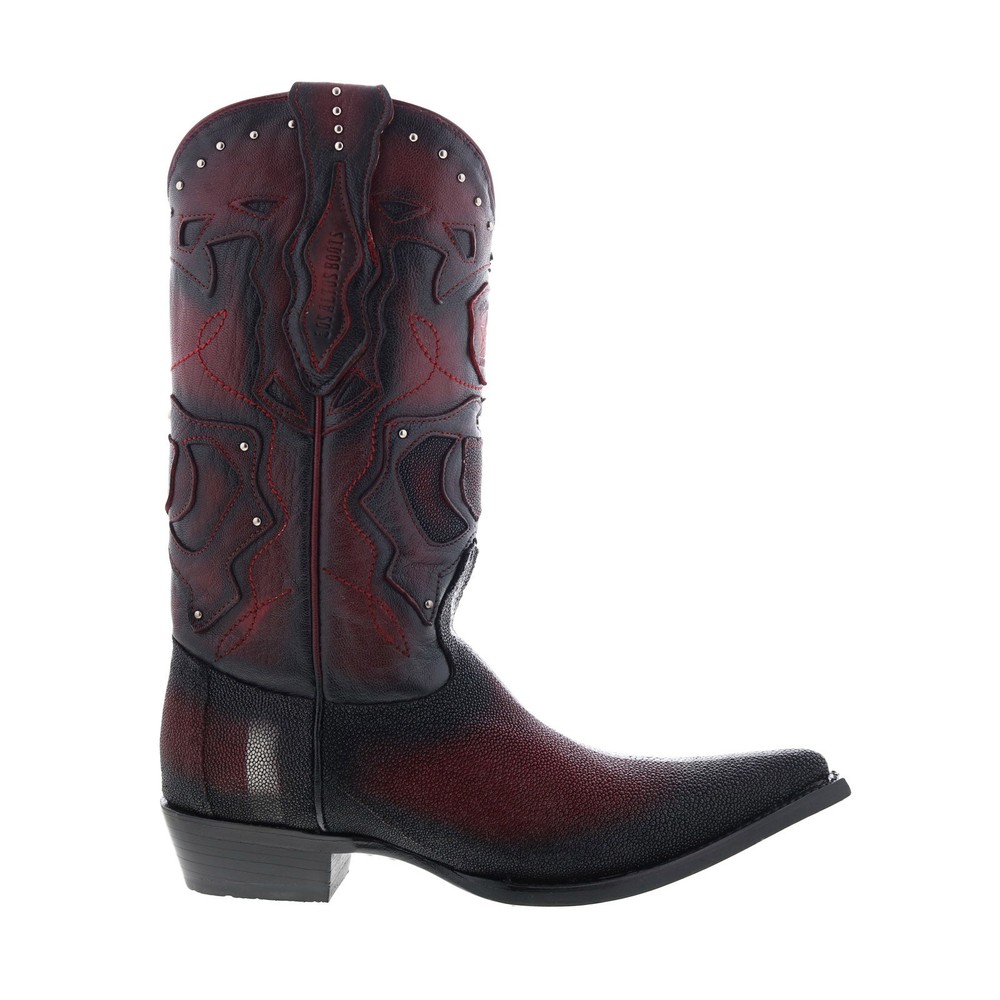 Los Altos 3X Toe Stingray Cowboy Boots for Men in Burgundy Wide Western Style