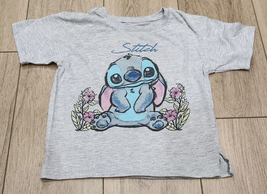 Disney Stitch Girl’s Size XS 4/5 Gray Graphic Tee shirt