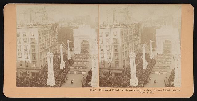 Photo:The West Point cadets passing in review, Dewey land parade, New York
