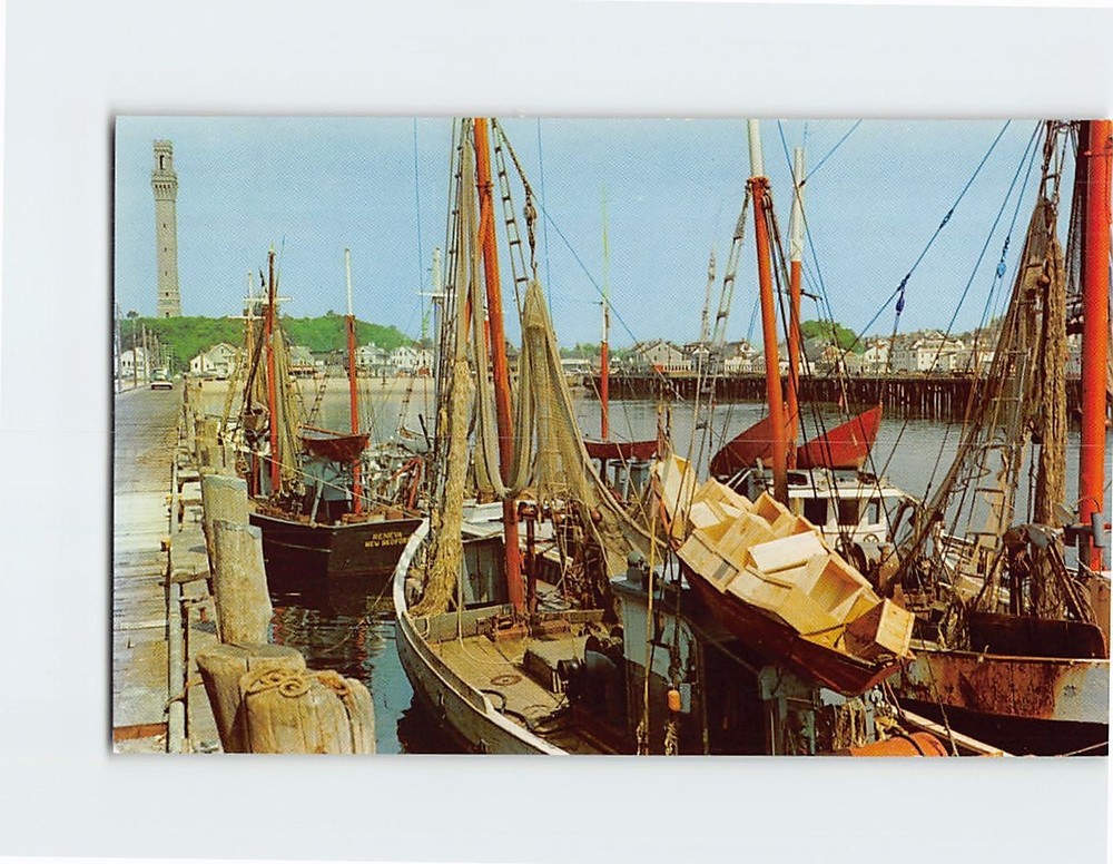 Postcard Fishing Draggers at the Dock Provincetown Cape Cod Massachusetts USA