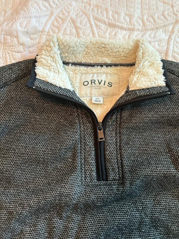Orvis Men's 1/4 Zip Fleece Lined Pullover Size Medium 1526440