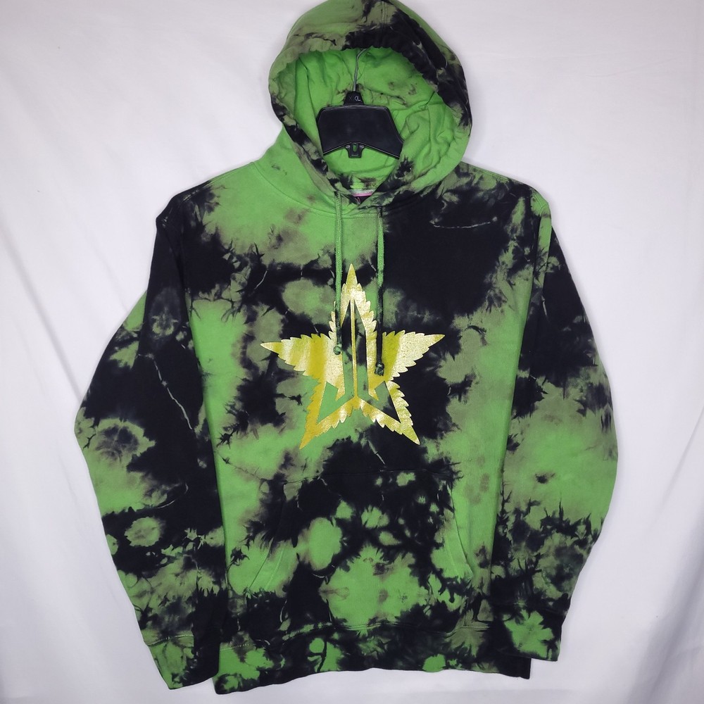 Jeffree Star Hoodie Medium Tie Dye Green, Black Fleece
