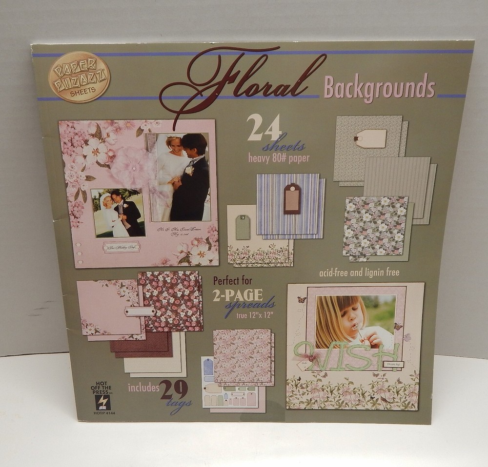 Floral Scrapbook Paper Pad 12x12 with Matching Tags Acid Free 24 Pack HOTP-image