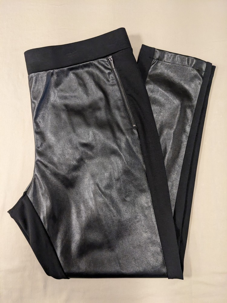 Rafaella Black Faux Leather & Knit Stretch Pants Size 18W Plus
