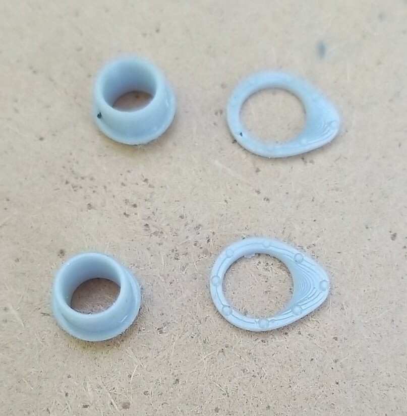 1 PAIR 3D RESIN PRINTED 1/25 FENDER EXIT HEADER COLLECTOR & TEAR DROP BEZEL MED