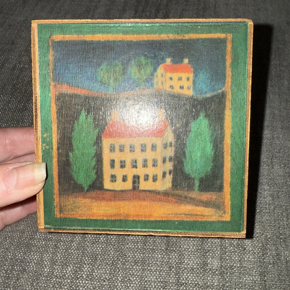 Vintage Hand-Painted Polish Wooden Trinket Box Folk Art Keepsake
