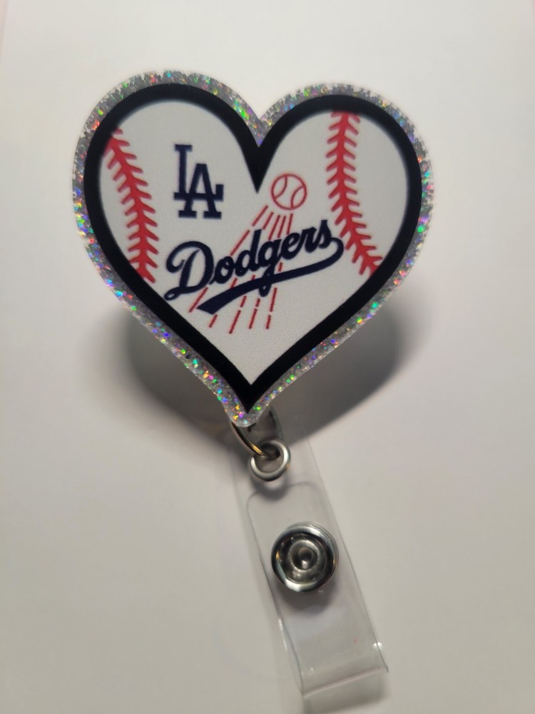 LA Dodgers Heart Retractable Badge Reel